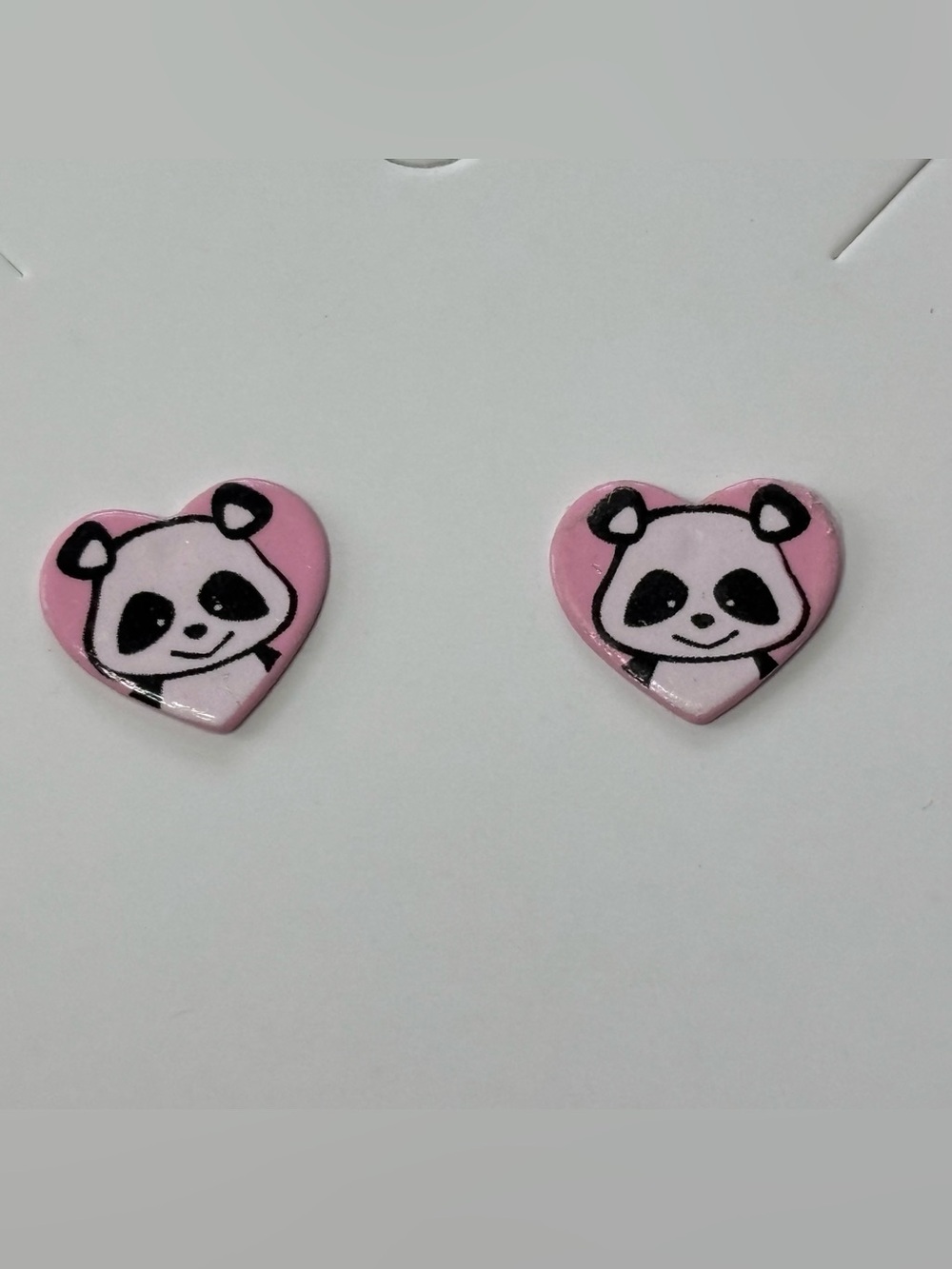 Kids Pink Panda Heart Stud Earrings - Cute Animal Fashion